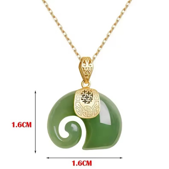 Natural Silk Jade Stone Elephant Pendant Stainless Steel. NWT - Picture 6 of 8